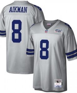Dallas Dallas Cowboys #8 Troy Aikman Mitchell & Ness NFL 100 Retired Player Platinum Jersey Men's