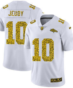 Denver Broncos #10 Jerry Jeudy Men's Nike Flocked Leopard Print Vapor Limited NFL Jersey White