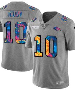 Denver Broncos #10 Jerry Jeudy Men's Nike Multi-Color 2020 NFL Crucial Catch NFL Jersey Greyheather