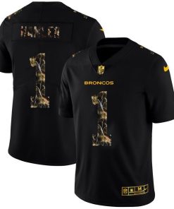 Denver Broncos #1 KJ Hamler Men's Black Nike Flocked Lightning Vapor Limited NFL Jersey