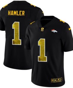 Denver Broncos #1 KJ Hamler Men's Black Nike Golden Sequin Vapor Limited NFL Jersey