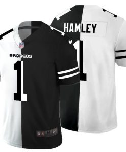 Denver Broncos #1 KJ Hamler Men's Black V White Peace Split Nike Vapor Untouchable Limited NFL Jersey