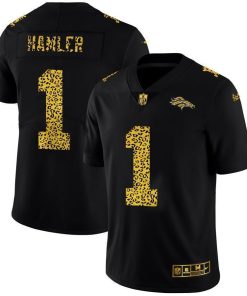 Denver Broncos #1 KJ Hamler Men's Nike Leopard Print Fashion Vapor Limited NFL Jersey Black