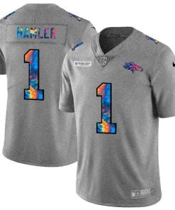 Denver Broncos #1 KJ Hamler Men's Nike Multi-Color 2020 NFL Crucial Catch NFL Jersey Greyheather