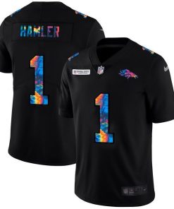 Denver Broncos #1 KJ Hamler Men's Nike Multi-Color Black 2020 NFL Crucial Catch Vapor Untouchable Limited Jersey