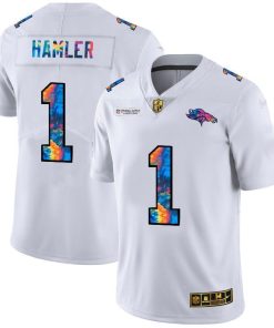 Denver Broncos #1 KJ Hamler Men's White Nike Multi-Color 2020 NFL Crucial Catch Limited NFL Jersey