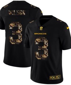 Denver Broncos #3 Russell Wilson Men's Black Nike Flocked Lightning Vapor Limited NFL Jersey
