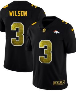 Denver Broncos #3 Russell Wilson Men's Black Nike Golden Sequin Vapor Limited NFL Jersey