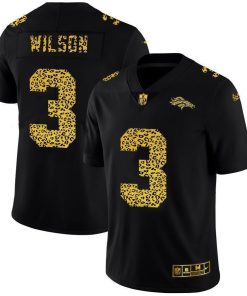 Denver Broncos #3 Russell Wilson Men's Nike Leopard Print Fashion Vapor Limited NFL Jersey Black
