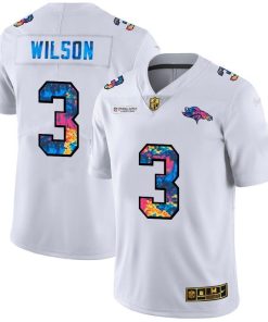 Denver Broncos #3 Russell Wilson Men's White Nike Multi-Color 2020 NFL Crucial Catch Limited NFL Jersey
