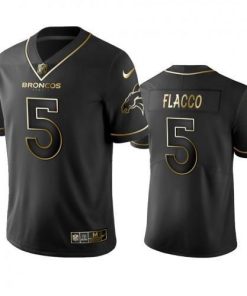 Denver Broncos #5 Joe Flacco Men's Stitched NFL Vapor Untouchable Limited Black Golden Jersey Men's