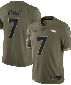 Denver Broncos #7 John Elway Nike Men's 2022 Salute To Service Limited Jersey - Olive
