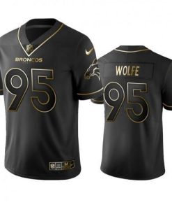 Denver Broncos #95 Derek Wolfe Men's Stitched NFL Vapor Untouchable Limited Black Golden Jersey Men's