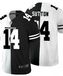 Denver Denver Broncos #14 Courtland Sutton Men's Black V White Peace Split Nike Vapor Untouchable Limited NFL Jersey Men's