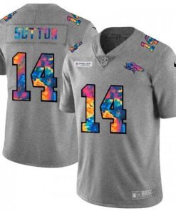 Denver Denver Broncos #14 Courtland Sutton Men's Nike Multi-Color 2020 NFL Crucial Catch NFL Jersey Greyheather Men's