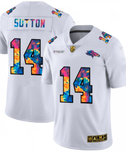 Denver Denver Broncos #14 Courtland Sutton Men's White Nike Multi-Color 2020 NFL Crucial Catch Limited NFL Jersey Men's