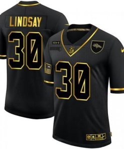 Denver Denver Broncos #30 Phillip Lindsay Men's Nike 2020 Salute To Service Golden Limited NFL Jersey Black Men's