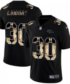 Denver Denver Broncos #30 Phillip Lindsay Carbon Black Vapor Statue Of Liberty Limited NFL Jersey Men's