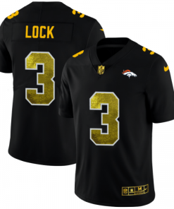 Denver Denver Broncos #3 Drew Lock Men's Black Nike Golden Sequin Vapor Limited NFL Jersey Men's