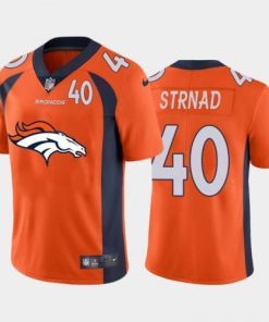 Denver Denver Broncos #40 Justin Strnad Orange Men's Nike Big Team Logo Player Vapor Limited NFL Jersey Men's