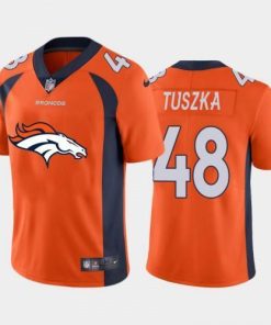 Denver Denver Broncos #48 Derrek Tuszka Orange Men's Nike Big Team Logo Vapor Limited NFL Jersey Men's