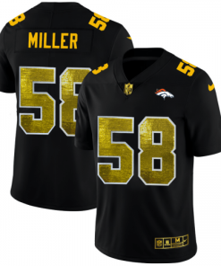 Denver Denver Broncos #58 Von Miller Men's Black Nike Golden Sequin Vapor Limited NFL Jersey Men's