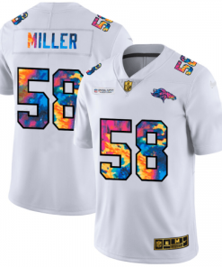 Denver Denver Broncos #58 Von Miller Men's White Nike Multi-Color 2020 NFL Crucial Catch Limited NFL Jersey Men's