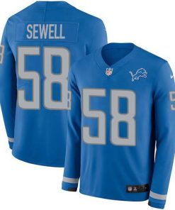 Detroit Detroit Lions #58 Penei Sewell Blue Team Color Men's Stitched NFL Limited Therma Long Sleeve Jersey Men's