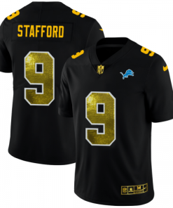 Detroit Detroit Lions #9 Matthew Stafford Men's Black Nike Golden Sequin Vapor Limited NFL Jersey Men's