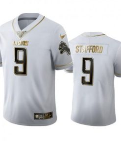 Detroit Detroit Lions #9 Matthew Stafford Men's Nike White Golden Edition Vapor Limited NFL 100 Jersey Men's