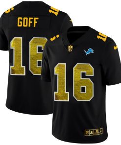 Detroit Lions #16 Jared Goff Men's Black Nike Golden Sequin Vapor Limited NFL Jersey