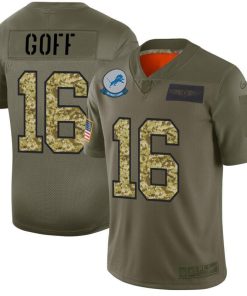 Detroit Lions #16 Jared Goff Men's Nike 2019 Olive Camo Salute To Service Limited NFL Jersey
