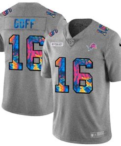 Detroit Lions #16 Jared Goff Men's Nike Multi-Color 2020 NFL Crucial Catch NFL Jersey Greyheather