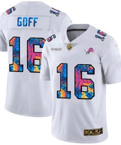 Detroit Lions #16 Jared Goff Men's White Nike Multi-Color 2020 NFL Crucial Catch Limited NFL Jersey