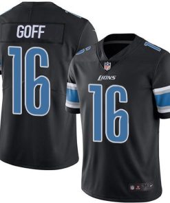 Detroit Lions #16 Jared Goff Black Men's Stitched NFL Limited Rush Jersey
