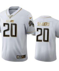 Detroit Lions #20 Barry Sanders Men's Nike White Golden Edition Vapor Limited NFL 100 Jersey