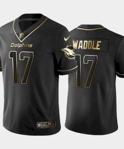 Dolphins #17 Jaylen Waddle Men's Stitched NFL Vapor Untouchable Limited Black Golden Jersey