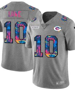 Green Bay Packers #10 Jordan Love Men's Nike Multi-Color 2020 NFL Crucial Catch NFL Jersey Greyheather