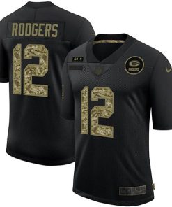 Green Bay Packers #12 Aaron Rodgers Men's Nike 2020 Salute To Service Camo Limited NFL Jersey Black