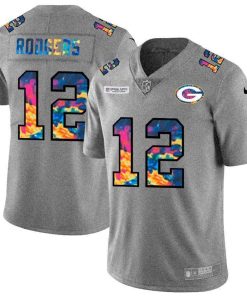 Green Bay Packers #12 Aaron Rodgers Men's Nike Multi-Color 2020 NFL Crucial Catch NFL Jersey Greyheather