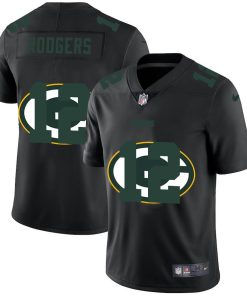 Green Bay Packers #12 Aaron Rodgers Men's Nike Team Logo Dual Overlap Limited NFL Jersey Black