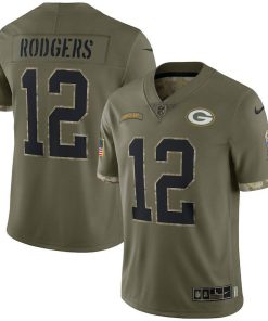 Green Bay Packers #12 Aaron Rodgers Nike Men's 2022 Salute To Service Limited Jersey - Olive