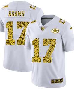Green Bay Packers #17 Davante Adams Men's Nike Flocked Leopard Print Vapor Limited NFL Jersey White