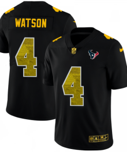 Houston Houston Texans #4 Deshaun Watson Men's Black Nike Golden Sequin Vapor Limited NFL Jersey Men's