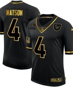 Houston Houston Texans #4 Deshaun Watson Men's Nike 2020 Salute To Service Golden Limited NFL Jersey Black Men's