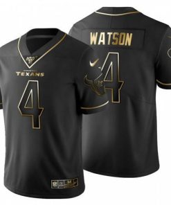 Houston Houston Texans #4 Deshaun Watson Men's Nike Black Golden Limited NFL 100 Jersey Men's