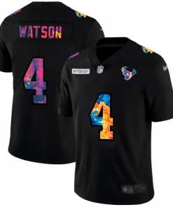 Houston Houston Texans #4 Deshaun Watson Men's Nike Multi-Color Black 2020 NFL Crucial Catch Vapor Untouchable Limited Jersey Men's