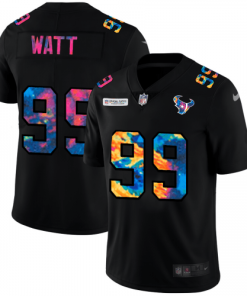 Houston Houston Texans #99 J.J. Watt Men's Nike Multi-Color Black 2020 NFL Crucial Catch Vapor Untouchable Limited Jersey Men's