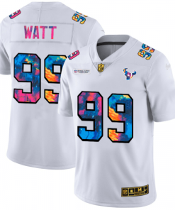 Houston Houston Texans #99 J.J. Watt Men's White Nike Multi-Color 2020 NFL Crucial Catch Limited NFL Jersey Men's
