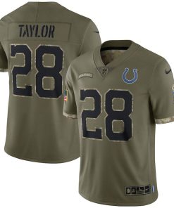 Indianapolis Colts #28 Jonathan Taylor Nike Men's 2022 Salute To Service Limited Jersey - Olive